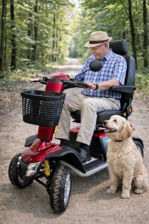 pan z pieskiem na spacerze prezident