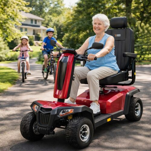 pani na czerwonym skuterze sharpy pro